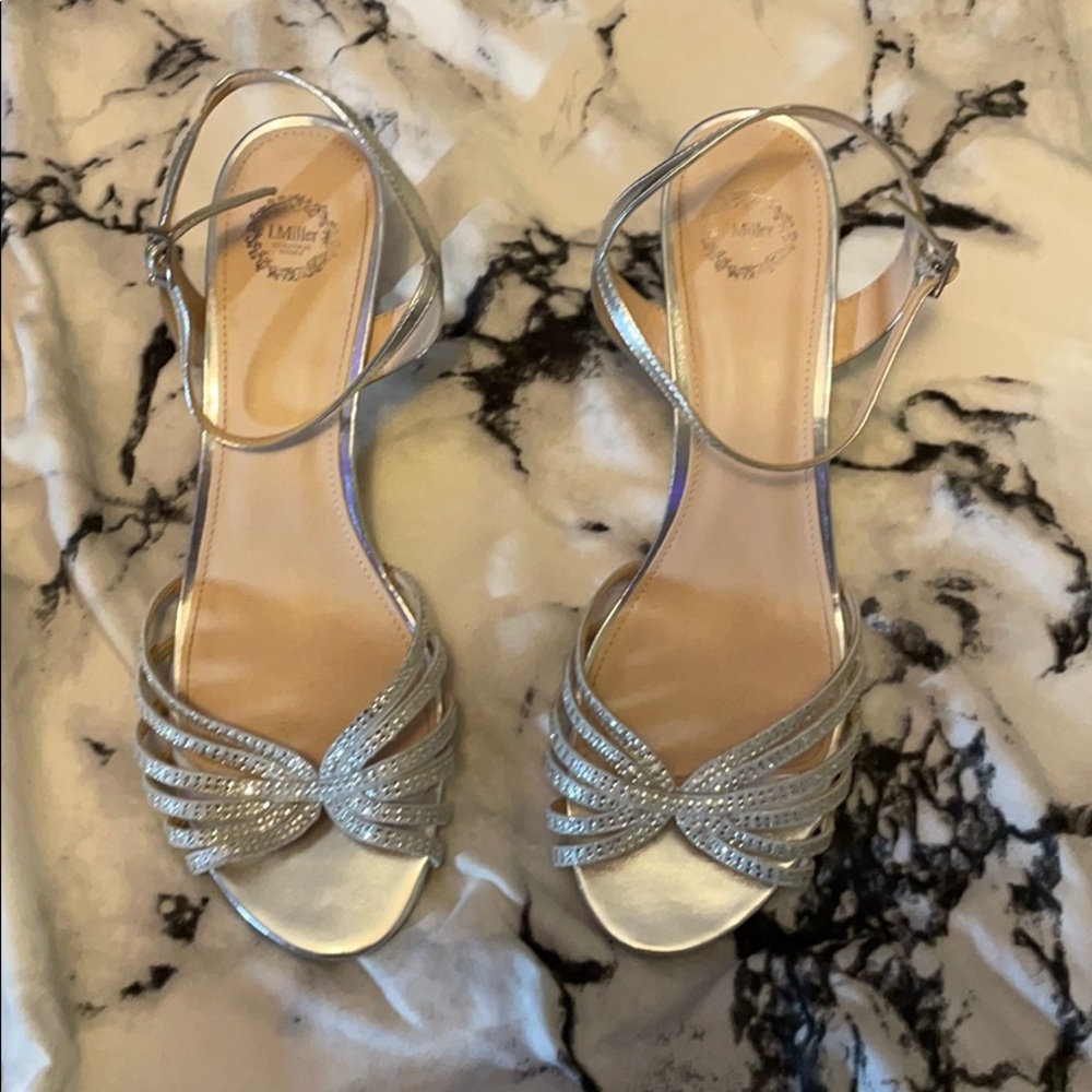 Silver sparkly heels